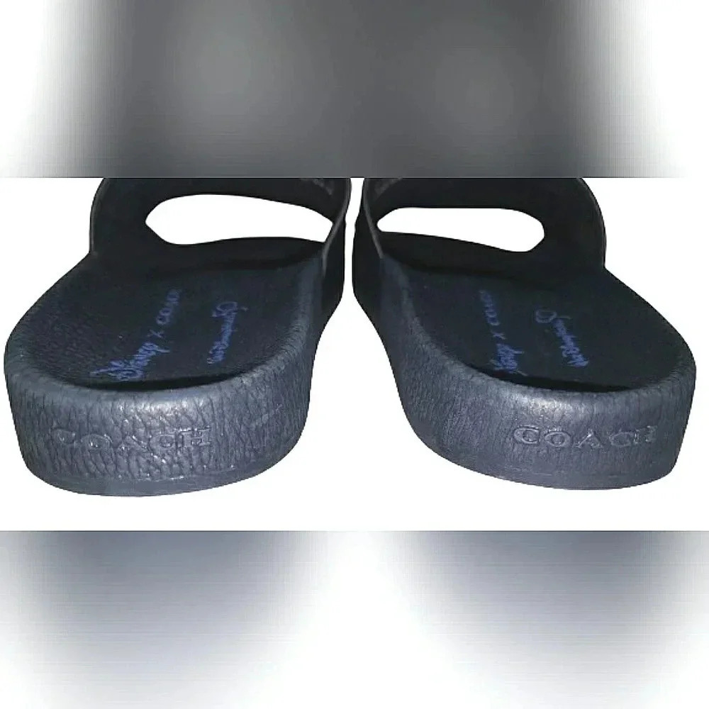 Disney Coach 50th Anniversary Walt Disney Blue Leather Slide Sandals Unisex New - Picture 4 of 6
